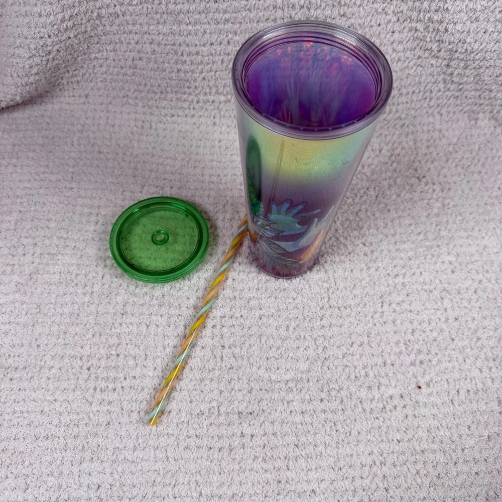 Starbucks 24 oz Iridescent Green Botanical Tumbler Green‎ Stylized Hands